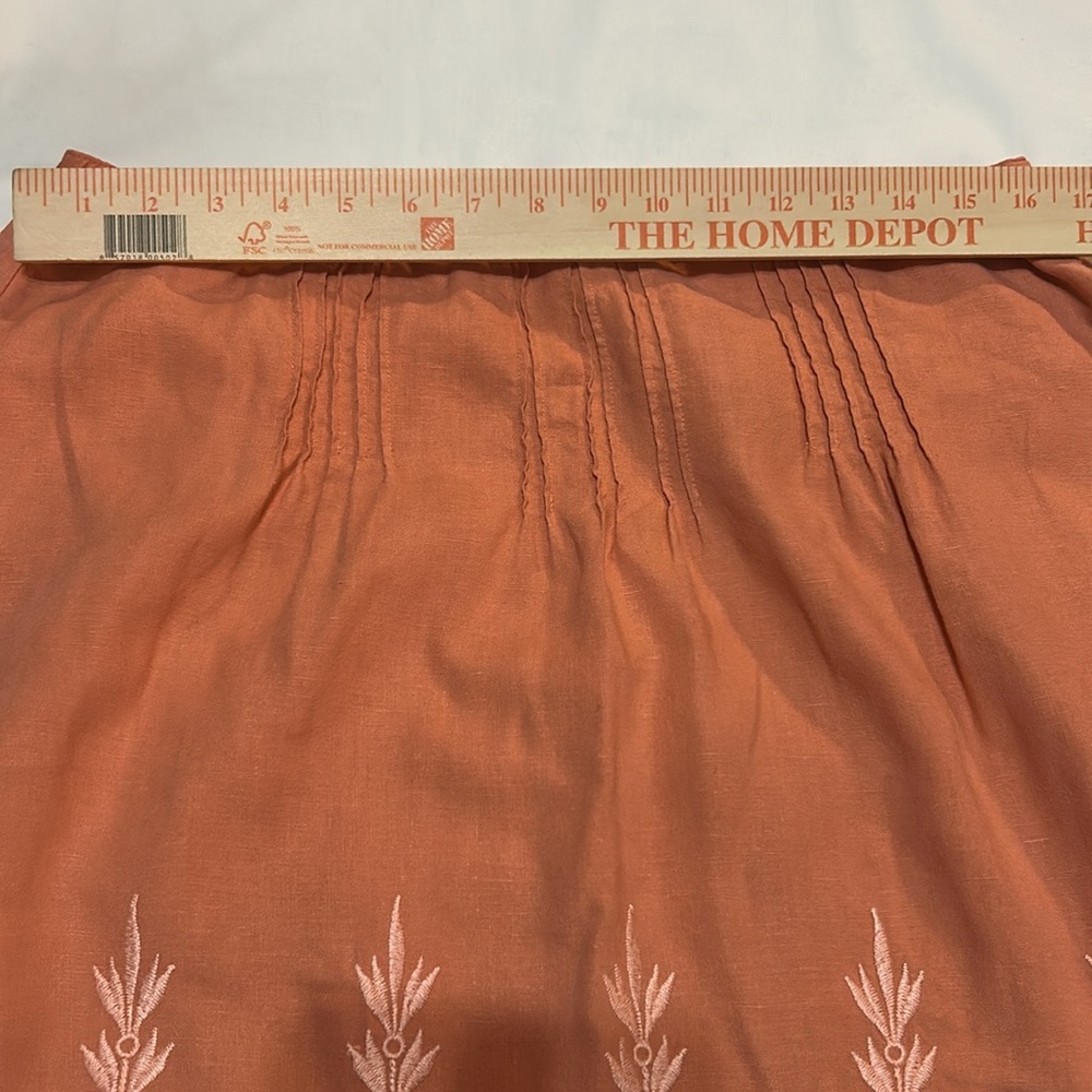 J. Jill Orange Embroidered Embellished A-Line Midi Linen Skirt M - Picture 4 of 9